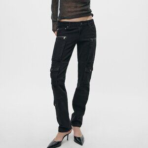 Women's Zara Black Slim Cargo Pants Trousers Jeans Denim Size US 2
